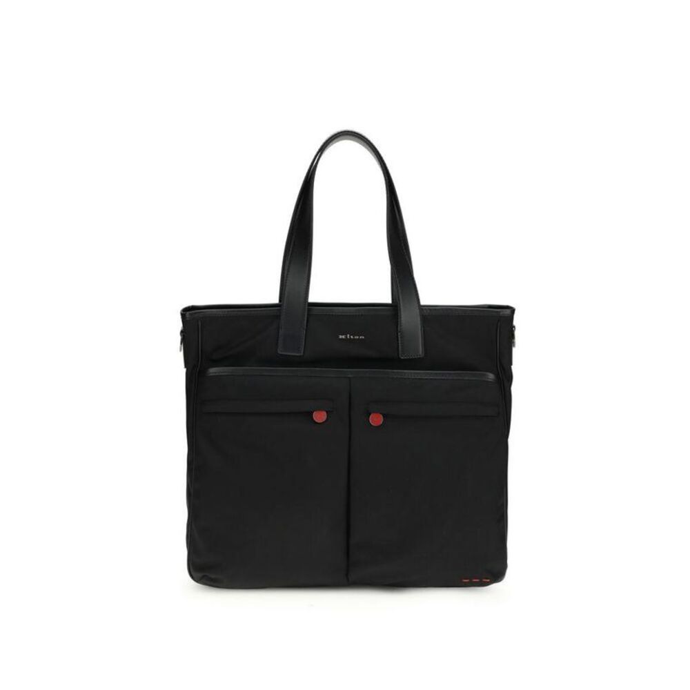 Kiton Calf Leather Bos Taurus Handbag Men Black Handbags
